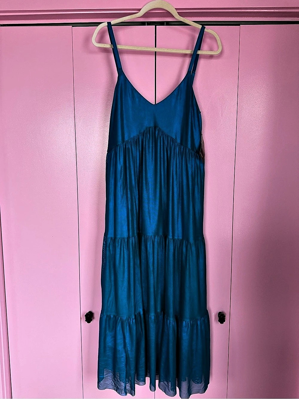 BlackMilk Caribbean Sparkle Empire Sheer Midaxi Dress Blue XL